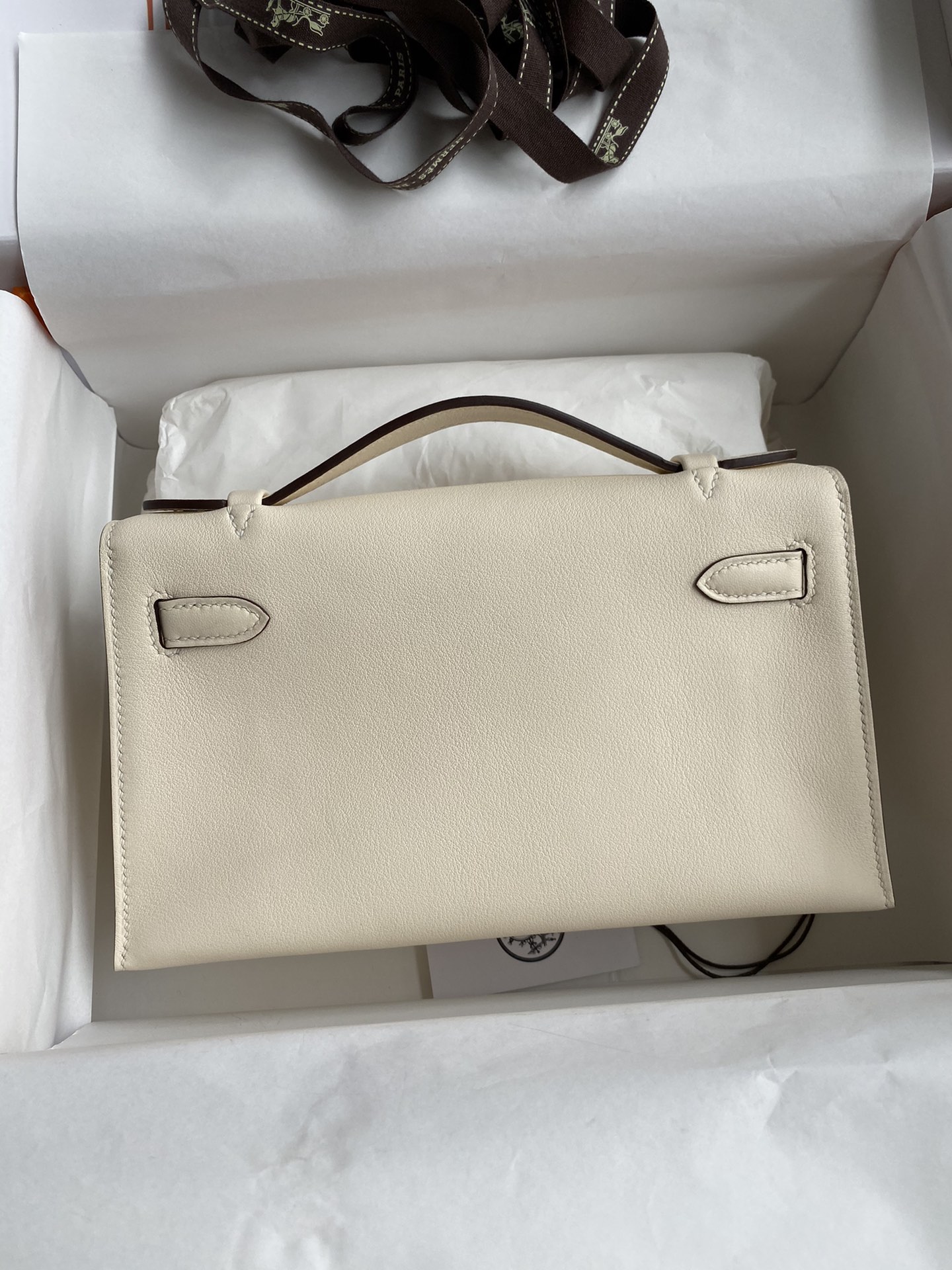 Hermes Mini Kelly Pochette 22cm Bag In White Swift Leather